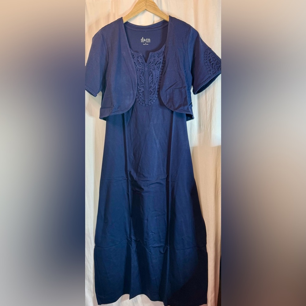 Denim & Co. Elegant Navy Maxi Dress with Jacket
